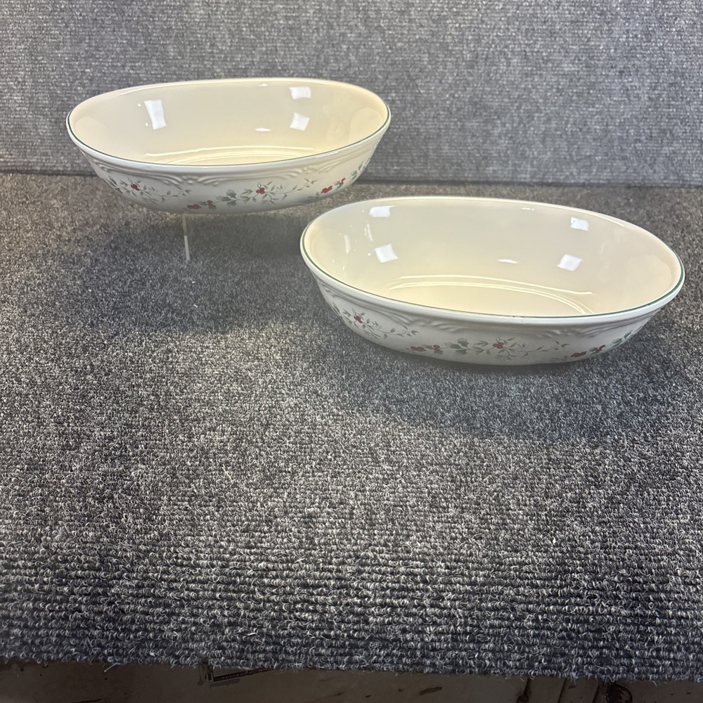 Set of 2~Pfaltzgraff~Winterberry 10" Oval Vegetable Serving Bowl Made in USA